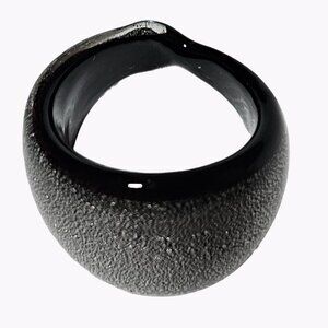 Elegant Chunky Dome Ring Size 7 Black Silver Acrylic Party Retro Fashion Jewelry